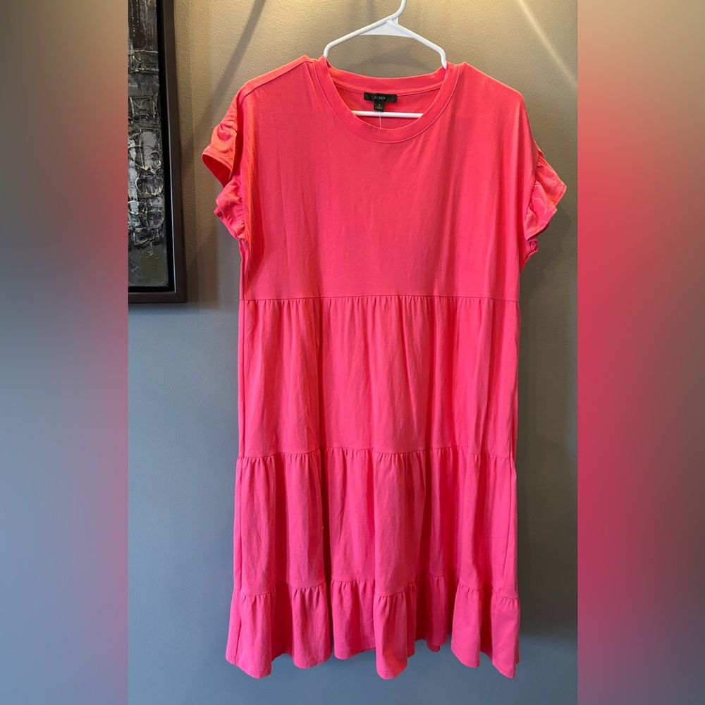 J. Crew pink tiered flutter-sleeve dress, Small, NWT